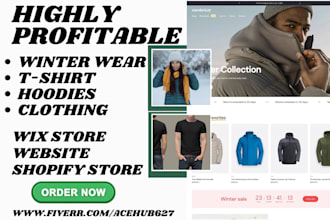 design winter wear store jacket sweater t shirt fashion clothing shopify website