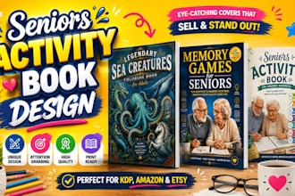 design coloring book or activity puzzle book cover for kdp etsy