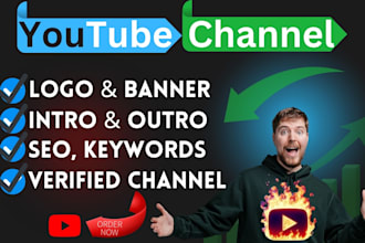 create and setup youtube channel with logo,banner