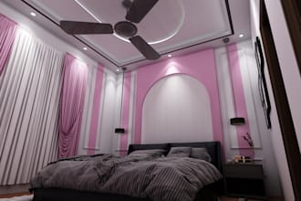 do interior bedroom, bathroom and living 3d and render