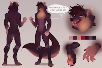 draw a ref sheet of your furry fursona character