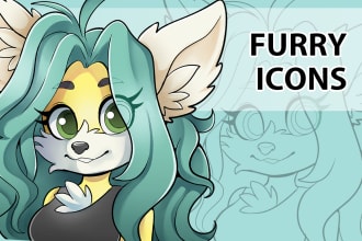 draw furry headshot portrait profile picture, icon, avatar