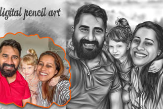 draw your portrait into digital pencil art