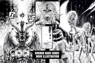 draw your horror dark comic book illustrations