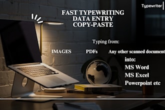 do fast typewriting, data entry and copy paste from any type of document