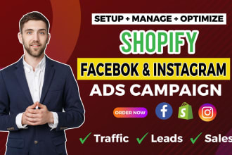 be your shopify facebook ads campaign manager,fb marketing and instagram ads