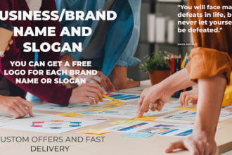 brainstorm brand name, brand slogan and brand logo