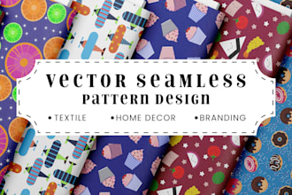 design cute seamless pattern textile in 24h