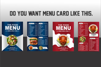 an amazing menu design, food menu, restaurant menu design
