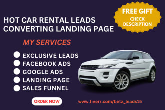 generate hot car rental leads car dealership lead design car rental landing page
