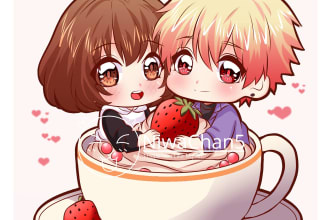 created ych strawberry cup and bathtube couples