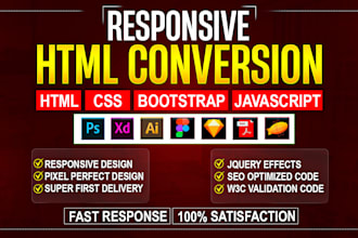 convert psd figma to html css responsive bootstrap 5 website
