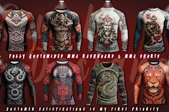 design full sublimation custom rash guard, mma, fight apparel and short design