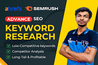 do SEO keyword research and competitor analysis using ahrefs and semrush