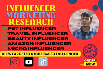 find travel, pet, fitness, amazon, and micro influencers research for your brand