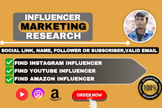 find targeted instagram, youtube, amazon influencer list for outreach