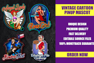 design retro vintage pinup girl logo in 24 hours