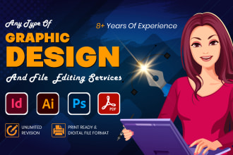 do graphic design, vector art, logo in photoshop, illustrator, indesign edit