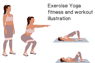 fitness, exercise, workout, gym personal trainer,llustration
