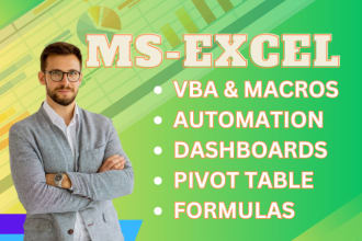 do excel vba, macro, formula, automation and google sheet