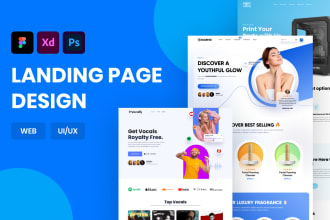 design modern professional UI UX landing page in figma xd