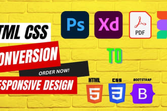 convert figma to HTML, PSD to HTML, xd to HTML responsive