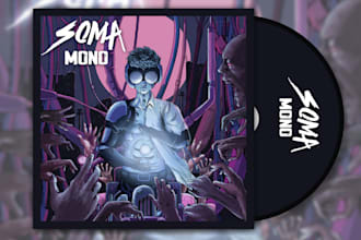 draw a highquality illustrated album cover and music artwork