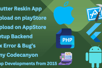 reskin flutter app , redesign app , rebrand app and modify  your codecanyon app