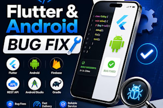 fix flutter app bugs, android studio, gradle, firebase and API issues
