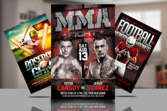do sports flyer, motion flyer, football, boxing and basketball flyer poster