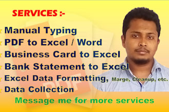 convert PDF to excel or word, google spreadsheet and typing job