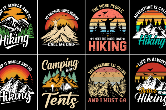 do unique eye catching custom hiking mountain t shirt design