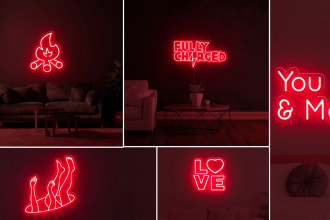 design neon signs mockup with 13 different colors