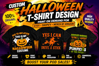 halloween t shirts and print on demand etsy shopify, merch by amazon