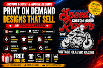 design custom print on demand t shirts for etsy, shopify and merch by amazon