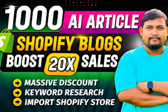write bulk shopify SEO blog ai posts for any niche with 1k articles
