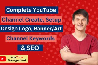 create youtube channel, setup with logo, art, intro, outro