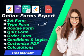 create professional jotform, typeform, survey forms custom forms for you