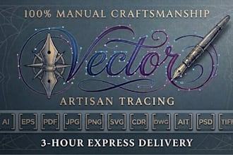 do manual vector tracing from logo, image, bitmap or raster