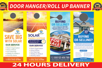 design door hanger, flyer for real estate, solar, lawn care, plumbing, cleaning
