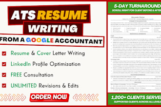 write a professional finance resume, cover letter, or linkedin profile