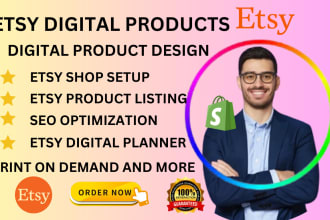 set up etsy store digital products design etsy product listing etsy shop seo