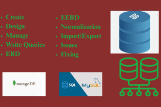 design sql database, queries, erds, mysql tasks, oracle