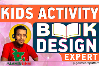 design kids activity book, puzzles book, handwriting workbook for amazon KDP