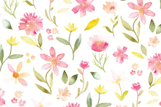 hand drawn loose watercolor floral print seamless pattern