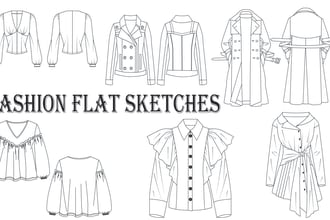 do flat sketches and fashion technical flat drawings
