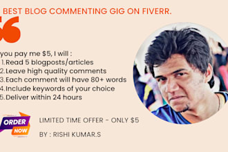 write 5 quality 80 words blog comments or website comments