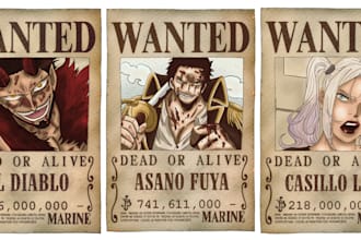 design a custom wanted one piece