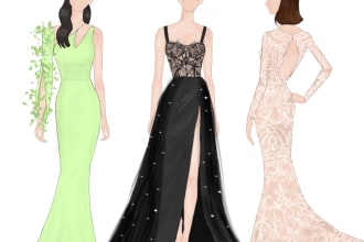 create a digital sketch of the dress that is in your mind