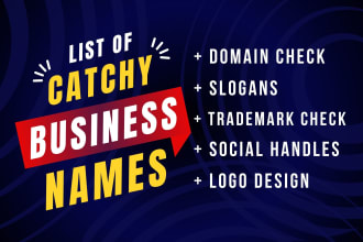 create 10 catchy business name, brand name, company name, slogan and logo